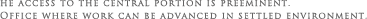 he access to the central portion is preeminent.
						Office where work can be advanced in settled environment.